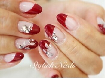スタイリッシュネイルズ(Stylish Nails)/レッドななめフレンチ