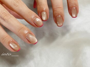 ネイルサロン イントゥ(into_)/ぷるマグ　細フレンチ　ピンク
