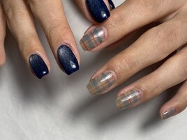 夏ネイル/チェックネイル