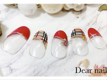 ディア ネイル(Dear nail)/ブラウンチェックフレンチ