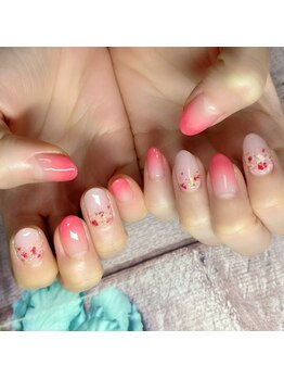 プリズムネイル(Prism Nail)/押し花・ラブリービンク