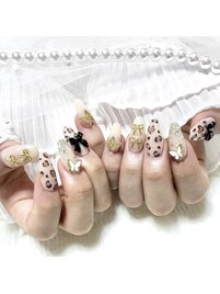 ヒョウ柄ネイル/パーツ盛り放題