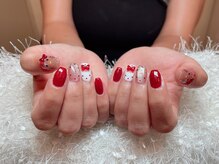 レアネイル 新宿(le'a nail)/手描きキティネイル