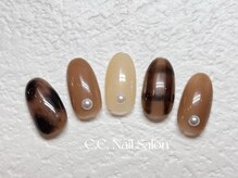 シーシーネイルサロン 池袋(C.C.Nail salon)/秋ネイル/ブラウン/チェック