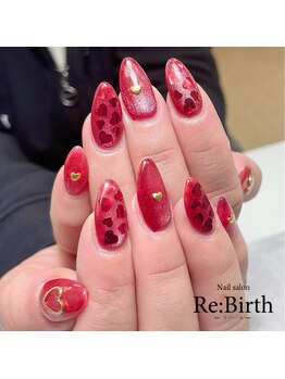 ネイルサロン リバース(Re:Birth)/ハートホロ　ガーリー　リボン