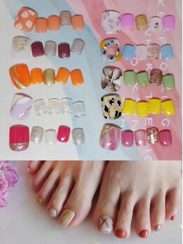 メイクプラスネイル ヴィヴィッド(MAKE+NAIL vivid)の写真/フットジェルの季節です♪大人気アート込定額ジェル◆写真フット左6050円　右7150円◆巻き爪ケアもあり！