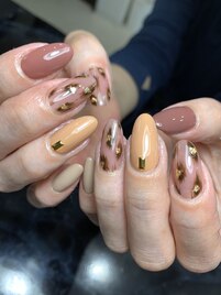 秋色ヒョウ柄ネイル