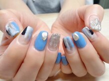 アミュリー ネイル アトリエ(Amury nail atelier)/くすみブルー ニュアンス ミラー