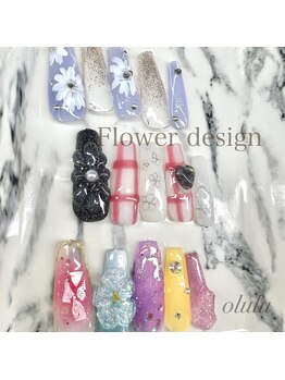 様々なタイプのフラワーネイル♪