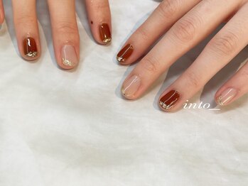 ネイルサロン イントゥ(into_)/ワンカラー　ラメ　フレンチ