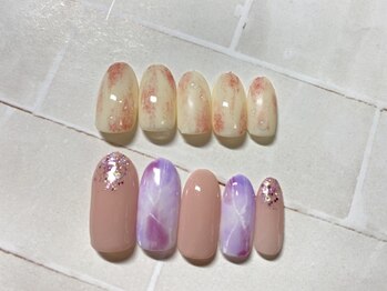 ネイルサロン メイプル(Nail Salon maple)/桃ネイル&パープルニュアンス