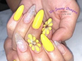 【自爪ネイル】黄色ネイル