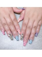 ネイルジョブ(NAIL JOB)/長さ出し×ジェルデザイン 