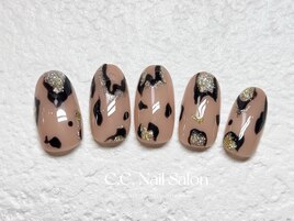 秋ネイル/ブラウン/ヒョウ柄