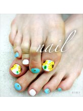 シキ(SIKI)/向日葵アートで夏フットネイル