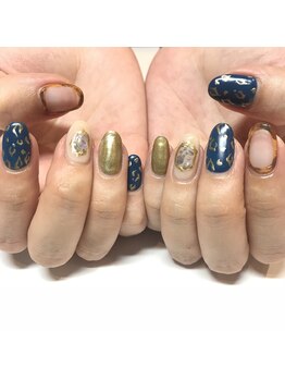 べっこう&ヒョウ柄ネイル