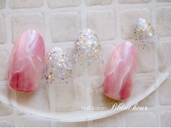 ネイルサロン ブランシュール(Nail Salon Blancheur)/大人ピンクの大理石のネイル