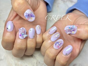 クリーク(CREEK)/紫陽花バタフライネイル