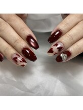 ハートネイル(Heart nail)/秋ネイル 手書きハート