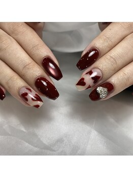 ハートネイル(Heart nail)/秋ネイル 手書きハート