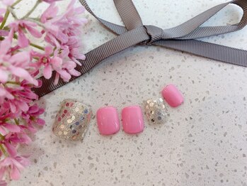 ネイルサロン&スクール ジーナ(GINA)/ピンク×ホロネイル