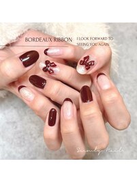 バレンタインリボンネイル