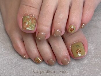 カルペ ディエム(Carpe diem)の写真/【お洒落は足元から★】季節を先取り！トレンドカラーも豊富にご用意！華やかなフットネイルを楽しめます◎