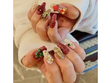 韓国ネイル/クリスマスネイルパーツ豊富♪スカルプ/10本長さだし
