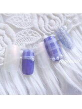 たゆ ネイル(たゆnail)/パープルギンガムチェックネイル