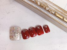 ネイルサロン&スクール ジーナ(GINA)/ボルドー×ゴールドネイル