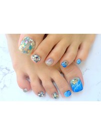 キラキラストーン　フットネイル