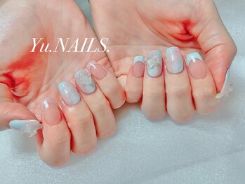 ユーネイルズ 恵比寿(Yu.NAILS.)/オーロラ蝶々◎タイダイフレンチ