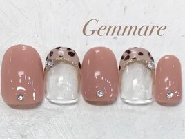 ヒョウ柄フレンチネイル