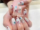 モノグラム風♪カラフルホロ花