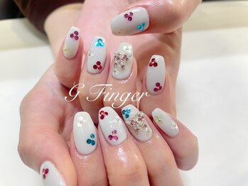 ジーフィンガー 大井町店(G Finger)/モノグラム風♪カラフルホロ花