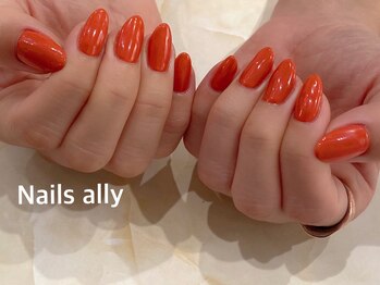 ネイルズアリー 立川店(Nails ally)/くすみオレンジ×ワンカラー