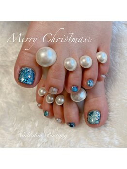 クリスマスフットジェルネイル