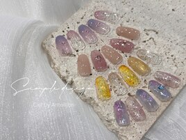 キラキラ春のシンプルネイル4種