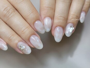 ミンスネイル(Mins Nail)/白マーブル上品アート