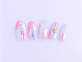 ピンク×パープル　クリアネイル