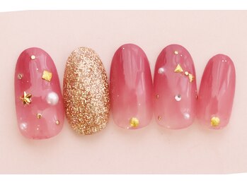 ローズクレア(Rose Crea)/大人可愛いビジューネイル