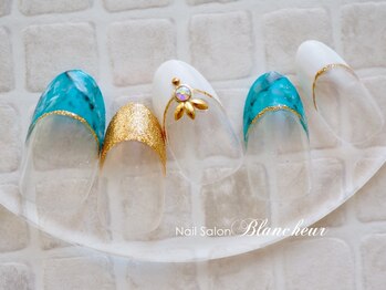 ネイルサロン ブランシュール(Nail Salon Blancheur)/夏の大理石フレンチネイル