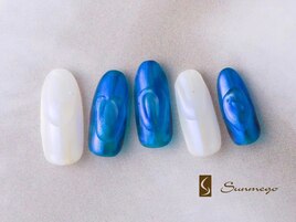ミラー×フィルム奥行きネイル