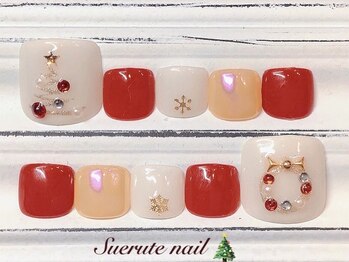 スエルテ ネイルサロン 北千住店/クリスマスフットネイル ¥9200