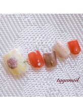 たゆ ネイル(たゆnail)/手描きひまわりフットネイル