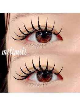 ミリミリ(milimili)の写真/柔らかな毛質のフラットラッシュは、自まつ毛が細い/少ない/短い方に◎目力UP効果のあるつけ放題も人気★