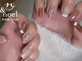 ブラウン×ミラーチェックネイル