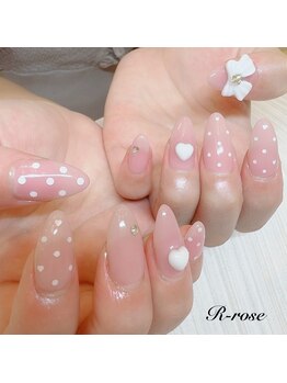 アールローズ(R-rose)/水玉ネイル