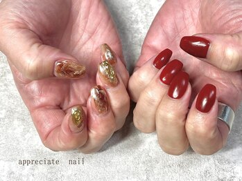 アプリシーエイトネイル(appreciate nail)/アシメネイル♪