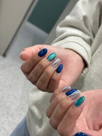 アイスブルー×天然石風デザイン